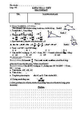 Kiểm tra 1 tiết môn Hình học 9 chương 1
